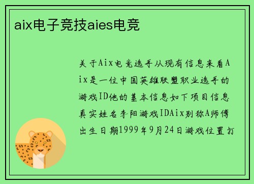 aix电子竞技aies电竞